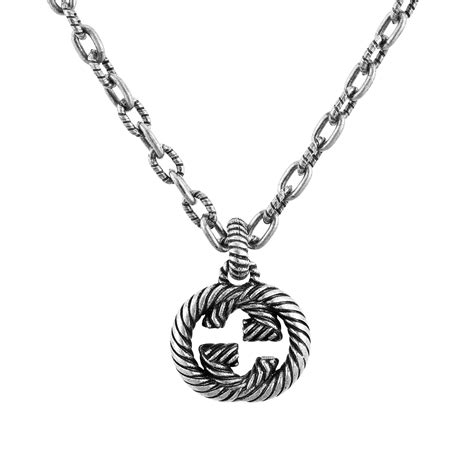 gucci interlocking g silver necklace|interlocking g necklace in silver.